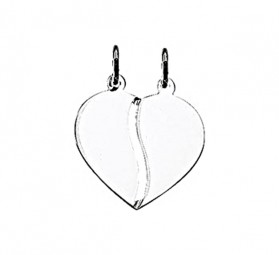 Parner Anhänger Doppelterz 925 Sterling Silber Herzanhänger Gravur möglich