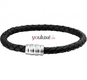 Echtleder-Armband geflochten 6mm mit Magnetverschluss aus Edelstahl