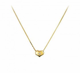 585 14K Gold Herz Anhänger mit 40-42cm 14K Gold Kette
