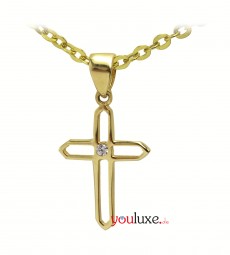 Gold Kreuz Damen Anhänger aus 585 Gelbgold