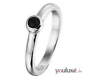 silber ring mit onyx Damen-Ring schmal 925 Sterling Silber rhodiniert glänzend