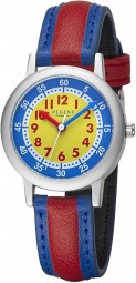 REGENT Kinderuhr Unisex in Silber-blau-gelb-rot F-1472